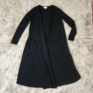 LuLaRoe Long Sleeve Open Front Sarah‎ Duster Cardigan Black Women's Size XS